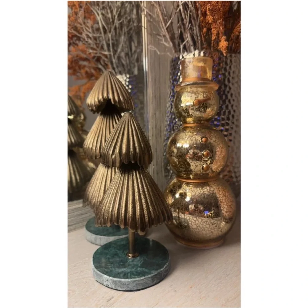 Metal Christmas Trees with Marble Base Gold Lg & Sm - Threshold Studio McGee